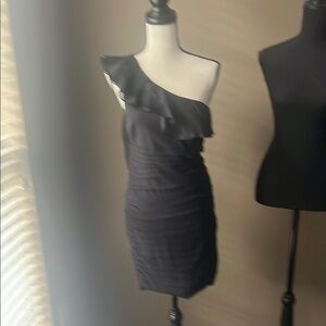 Alice + Olivia Gray Asymmetrical Ruched Cocktail Dress